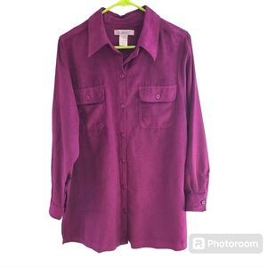 Roaman's Faux Suede Big Shirt oversized colorful colorway‎ size M
